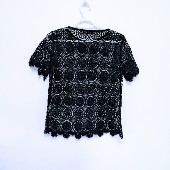 Banana Republic Black Lace Shirt – Sheer Overlay, Worn Once - Picture 3 of 3